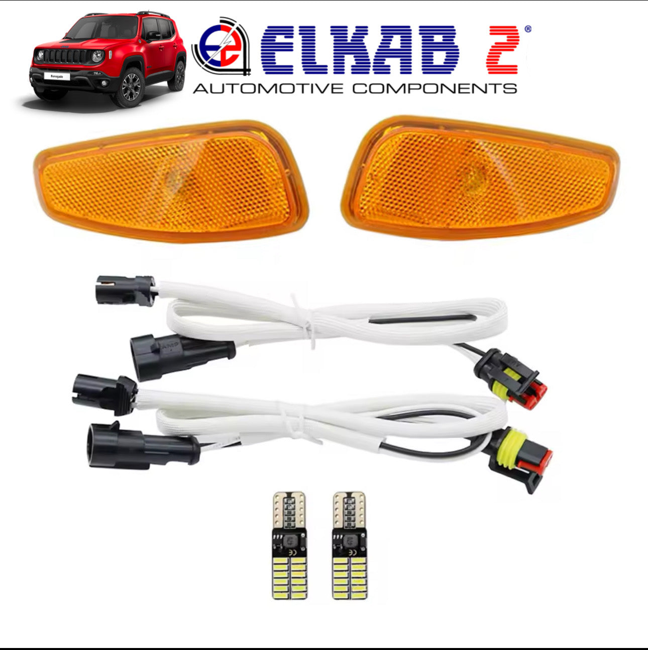 Coppia Frecce Laterali Led Luci Ingombro Bianche Arancio Jeep Renegade 2014-2023 LED Indicatori Direzione Fanali