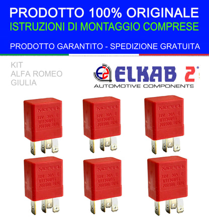 6 RELÈ MOPAR 12V 30A ORIGINALE OE 702500 SPECIFICO per ALFA ROMEO GIULIA Mini Relais Relay WaterProof 1/11308/85