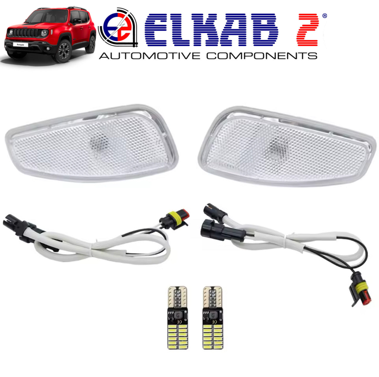 Coppia Frecce Laterali Led Luci Ingombro Bianche Arancio Jeep Renegade 2014-2023 LED Indicatori Direzione Fanali