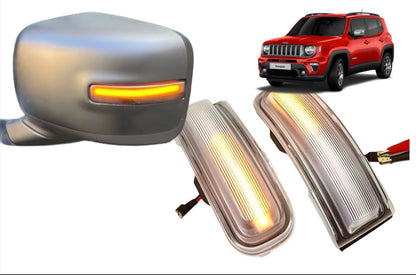 Coppia Luci a Led Freccie Specchio Bianche Jeep Renegade 2014-2023 Fanali Indicatori Direzione Istruzioni Incluse