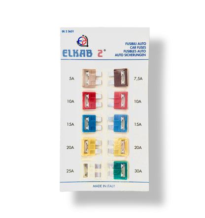 Kit Fusibili Per Auto 5A, 7,5A, 10A, 15A, 20A, 25A, 30A Fusibili Lamellari Medi Standard