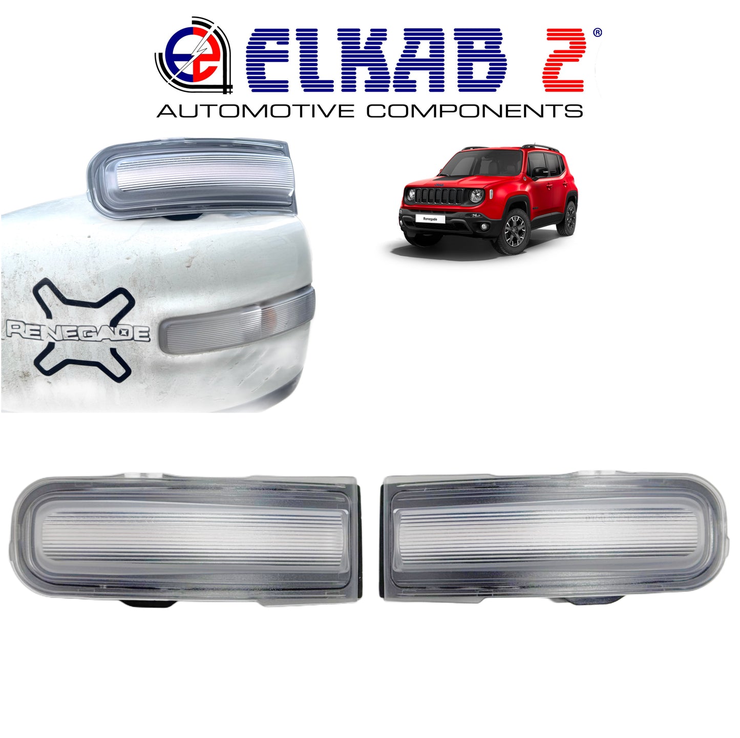 Coppia Luci a Led Freccie Specchio Bianche Jeep Renegade 2014-2023 Fanali Indicatori Direzione Istruzioni Incluse