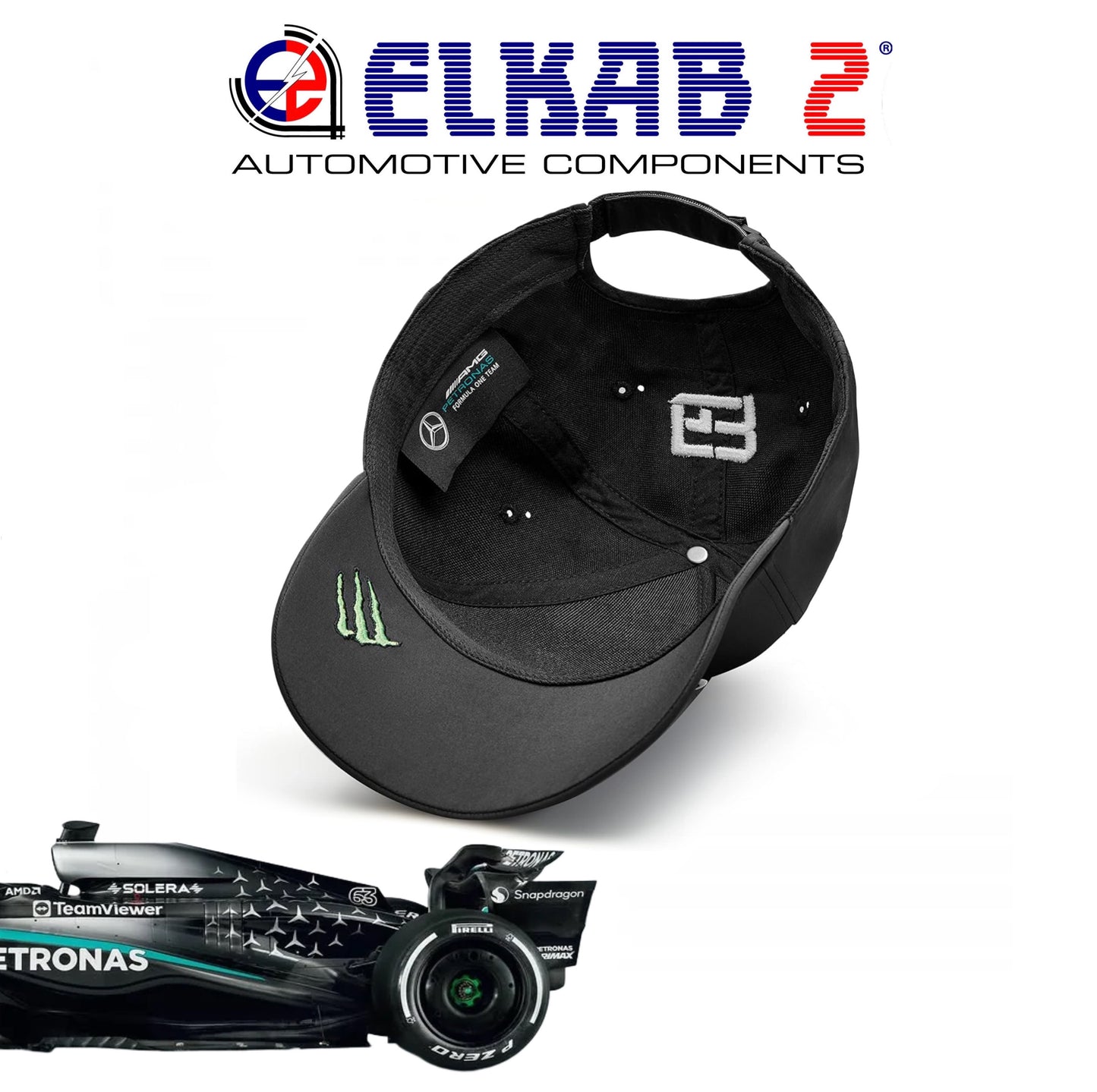 Cappellino Mercedes-AMG Petronas Formula 1 Lewis Hamilton George Russell Team Verde Nero Bianco