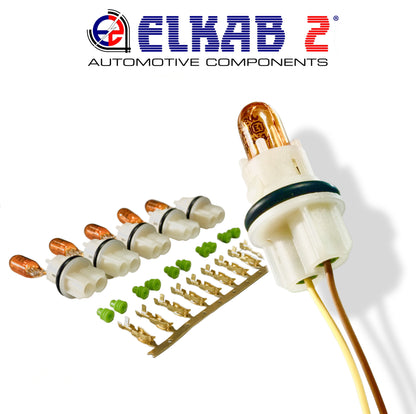 Portalampada T10 Lampadine Arancio Luci Freccie Specchio Furgone Auto, Fiat Ducato, Peugeot Boxer, Citroen Jumper, Opel Movano 5 PEZZI.