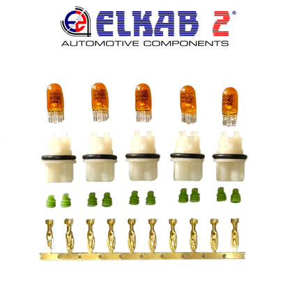 Portalampada T10 Lampadine Arancio Luci Freccie Specchio Furgone Auto, Fiat Ducato, Peugeot Boxer, Citroen Jumper, Opel Movano 5 PEZZI.