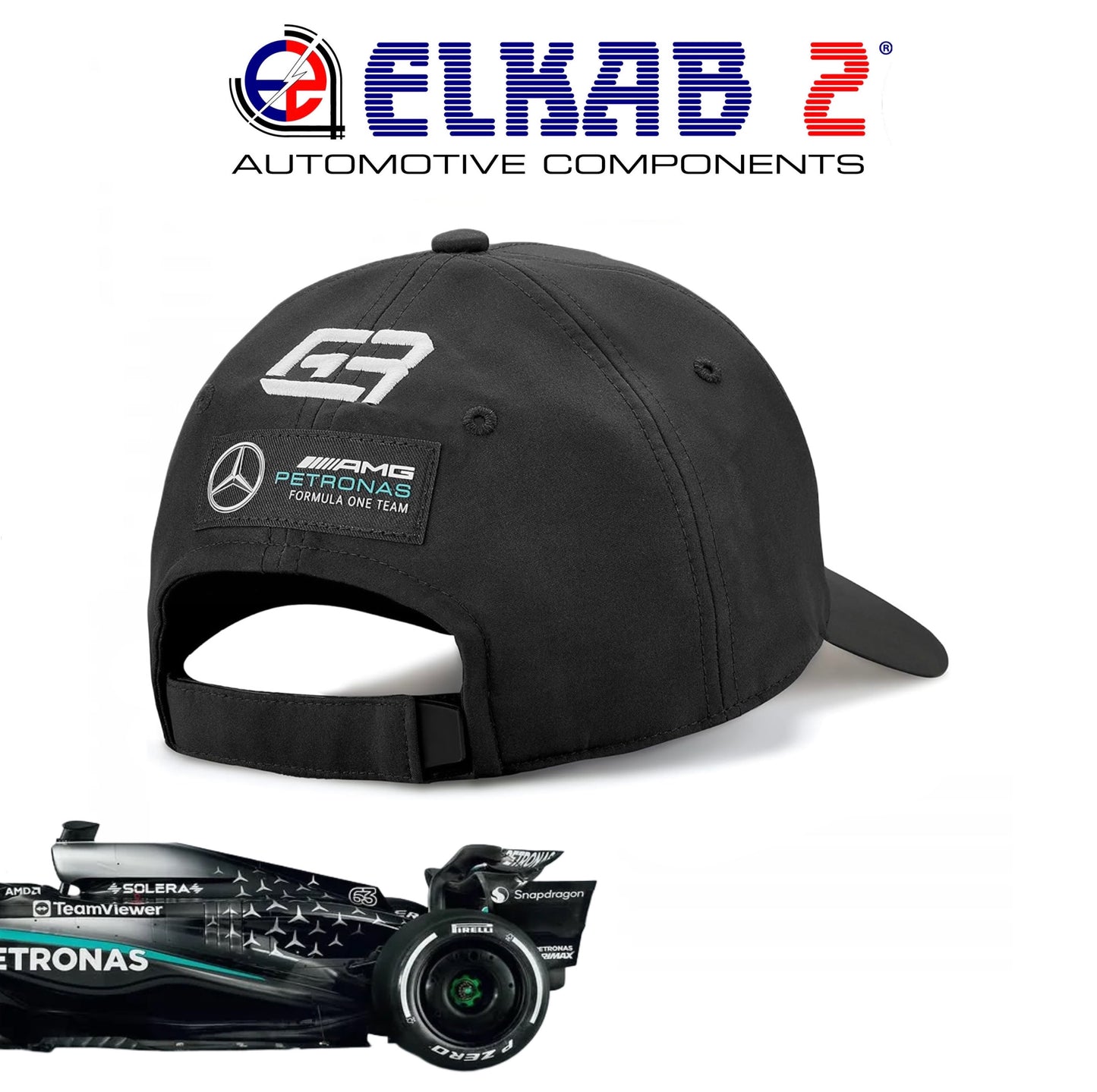Cappellino Mercedes-AMG Petronas Formula 1 Lewis Hamilton George Russell Team Verde Nero Bianco