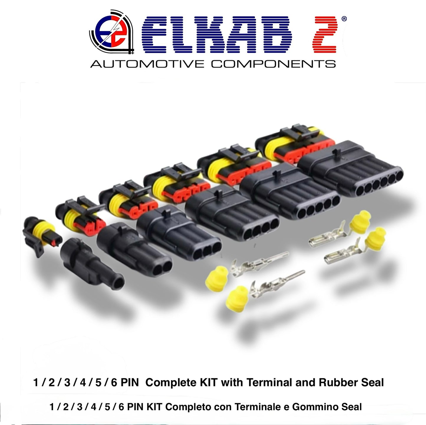 KIT Connettori Terminali SUPER SEAL Maschio Femmina TE, TYCO, AMP, da 1 a 6 Vie, Pin ORIGINALI