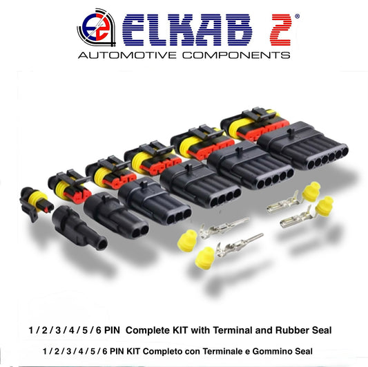 KIT Connettori Terminali SUPER SEAL Maschio Femmina TE, TYCO, AMP, da 1 a 6 Vie, Pin ORIGINALI
