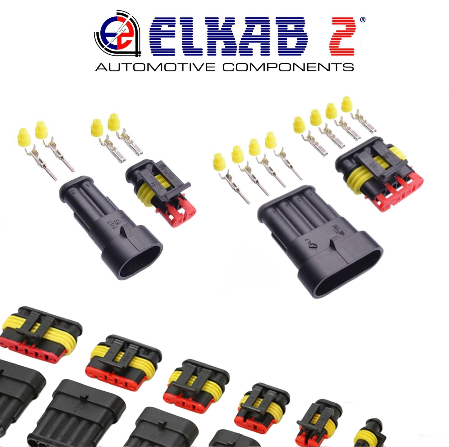 KIT Connettori Terminali SUPER SEAL Maschio Femmina TE, TYCO, AMP, da 1 a 6 Vie, Pin ORIGINALI