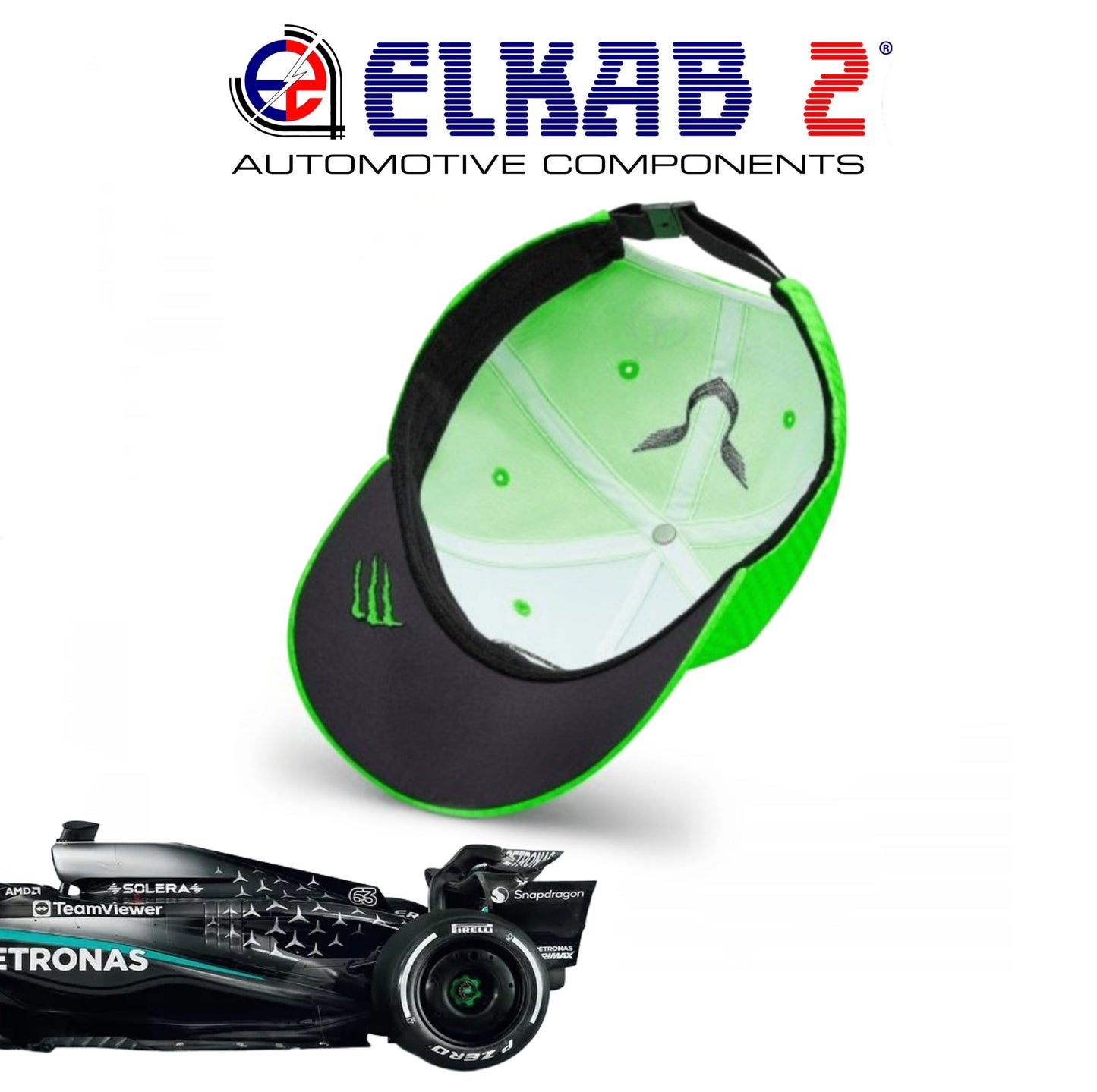Cappellino Mercedes-AMG Petronas Formula 1 Lewis Hamilton George Russell Team Verde Nero Bianco